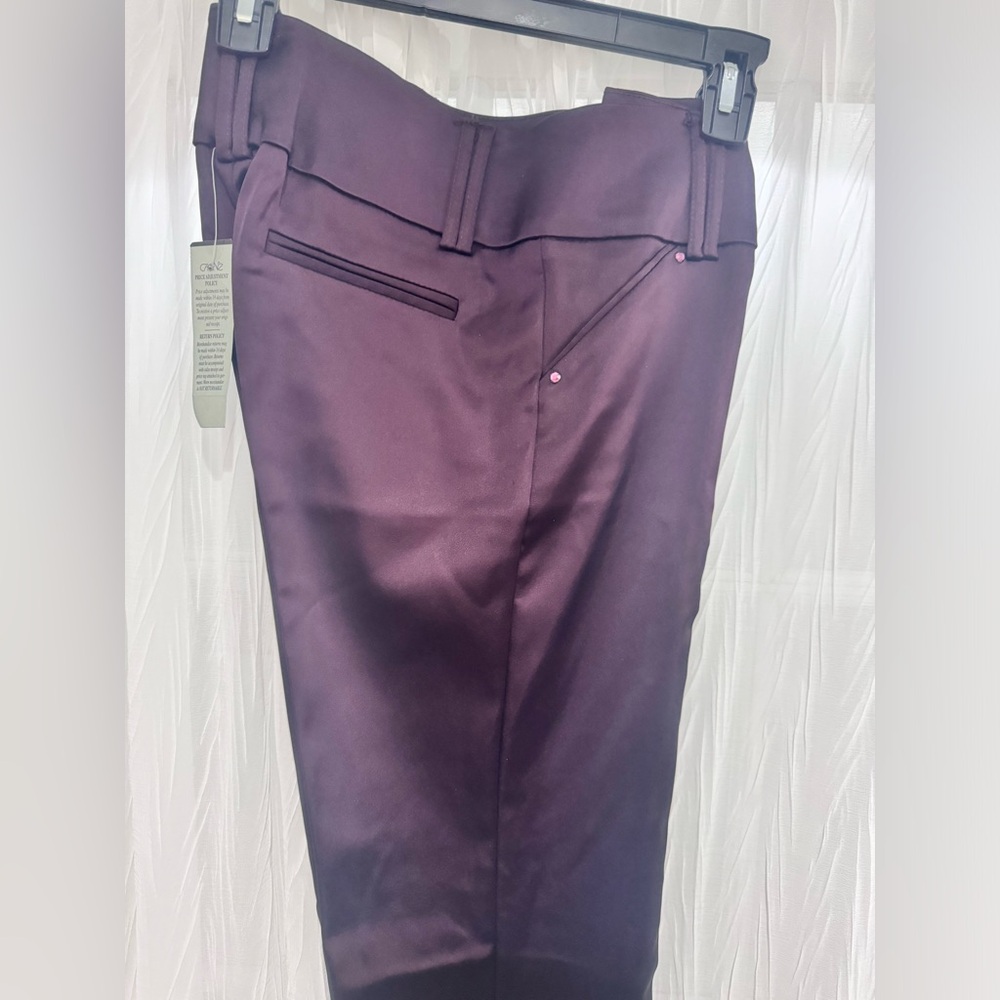 Caché brand , pants color plum , size 6 new with tag, Satin fabric spandex